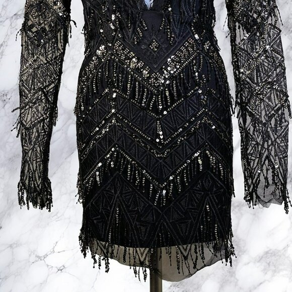 Superdown Nia Sequin Fringe Dress - Black - Picture 5 of 11
